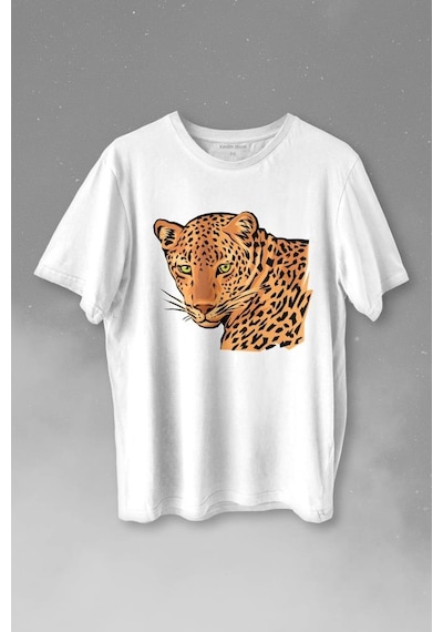 Leopard Face Çıta Lepoar Yüzü Lion Head Baskılı Tişört Unisex T-shirt 001