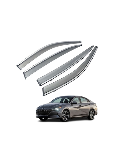 Hyundai Elantra Mügen Cam Rüzgarlığı Kromlu Rüzgarlık Paslanmaz Nikelajlı 2021 Sonrası 4 Lü Set
