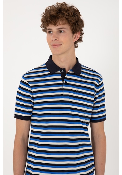 U.S. Polo Assn. Erkek Regular Fit Lacivert Polo Yaka Çizgili Tişört 50306794-VR033