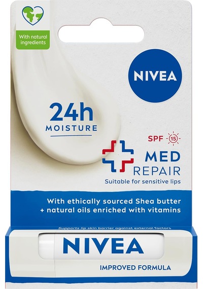 Nıvea Med Repair Dudak Bakım Kremi, 24 Saat Nem,doğal Yağlar İle Çatlamış Dudak Bakım,spf 15 4,8 Ml Sku: Smg8690010393579