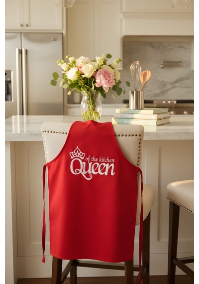 Mutfak Önlüğü - Queen Of The Kitchen - Kırmızı Renkli