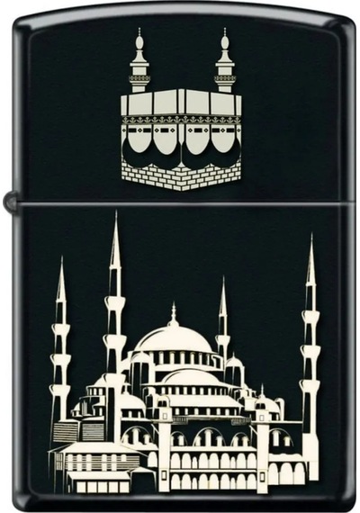 Ayasofya Cami Kabe Lazer Silinmez Resimli Benzinli Hediyelik Siyah Çakmak Siyah