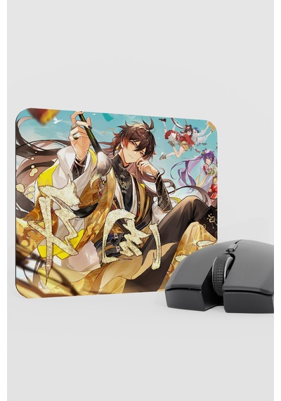 Zhongli Genshin Impact Anime Gacha V3 - 22x18 Gaming Mouse Pad Fare Altlığı