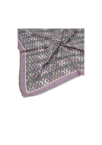 Mim Eşarp Ebruli Kışlık Desenli Eşarp 95x95 Cm Antrasit - Lila