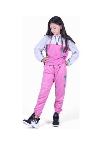 Panios Kids Kız Çocuk Fileli Baskılı Eşofman Takımı Pembe