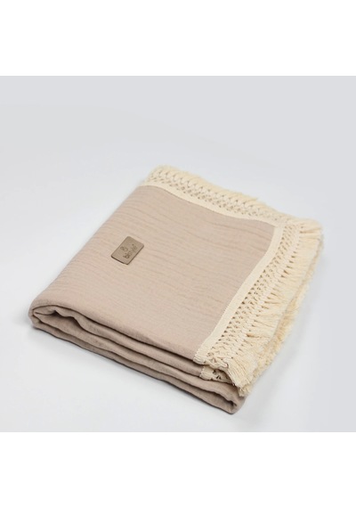 Bistyle Organik Müslin 80x90 Fistolu Battaniye 70112 Bej Bej