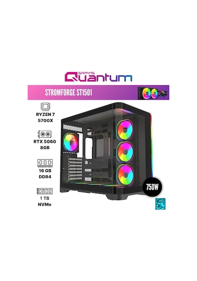 Quantum Gaming Stormforge ST1501 R7-5700X 16 GB 1 TB 8 GB RTX5060 Free Dos Masaüstü Oyuncu Bilgisayarı