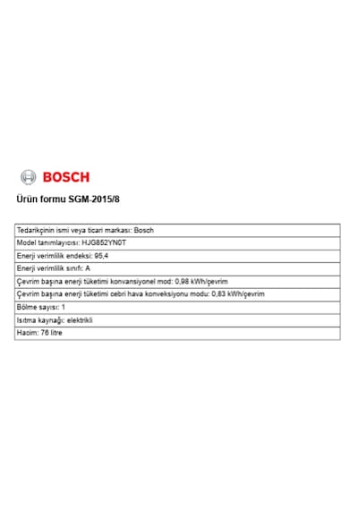 Bosch Seri 6 HJG852YN0T 76 LT Ankastre Fırın
