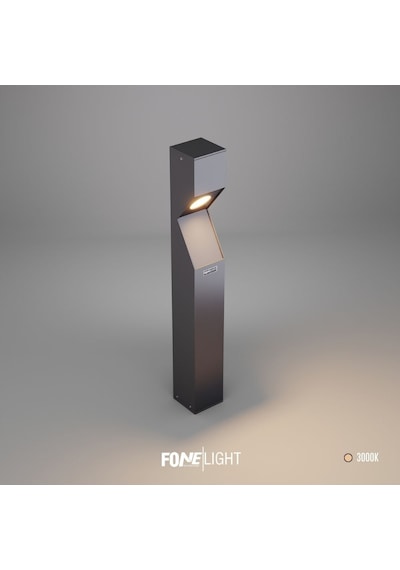 FoneLight Dualluz 75 cm LED Bahçe Aydınlatma Direği Antrasit Alüminyum IP65 Bollard Peyzaj Yürüyüş Yolu Lambası 9W 3000K