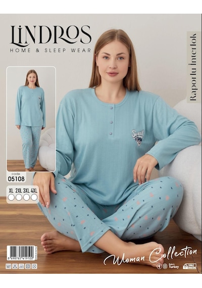 Boyraz Lindros Kadın Pamuklu Düğme Yaka Raporlu İnterlok Battal Pijama Takımı 05108 - 1 Adet Yeşil Boyraz Lindros Kadın Pamuklu Düğme Yaka Raporlu İnterlok Battal Pijama Takımı 05108 - 1 Adet Yeşil