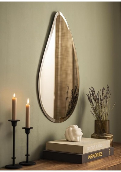 Tr Bizoteli Bronz Damla Ayna/damla Asimetrik Ayna/dekor Aynası/konsol Aynası Bronz 65 X 90 Genel