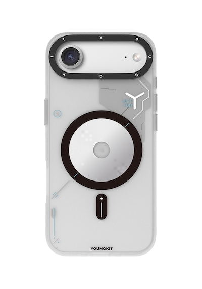 Apple Uyumlu iPhone 17 Air  Kılıf M-safe Şarj Özellikli Disk Desenli Youngkit Disc Battle Kapak Gri Gri