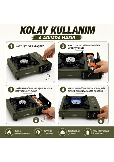 Portatif Kamp Ocağı Kartuşlu Tekli Ocak Piknik Kamp Ve Karavan İçin Taşınabilir Diğer