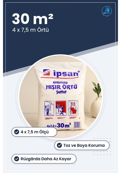 Hışır Koruyucu Örtü Şeffaf 4x7,5 M M2 Ambalaj Malzemesi Toz Boya
