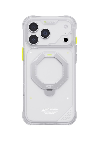 Apple iPhone 18 Pro Uyumlu Kılıf M-safe Şarj Özellikli Standlı Skinarma Saturn Kapak Beyaz