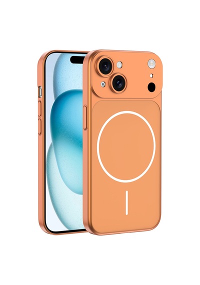 Zore İphone 14 Kılıf Nvth M-safe Şarj Özellikli Kamera Korumalı Spark Kapak - Turuncu