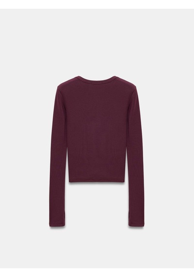 Dilvin 32319 Modal Karışımlı Uzun Kollu Top-bordo-12109 Bordo