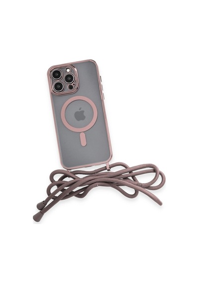 Apple iPhone Uyumlu 12 Pro Max Kılıf Divo Lazer Askılı Magsafe Kapak - Pembe