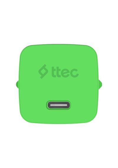 Ttec Smartcharger Gan 20w Pd Seyahat Hızlı Şarj Aleti + Usb-c - Usb-c 3a Kablo Neon - Yeşil