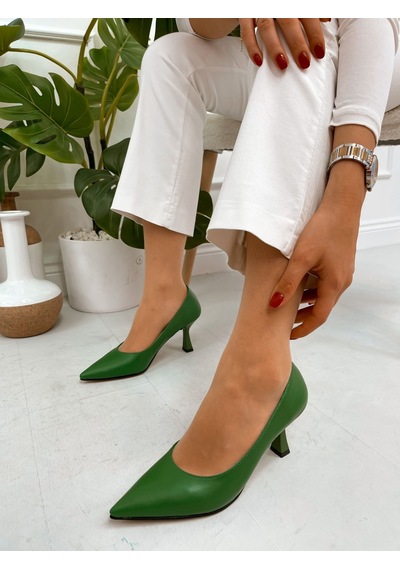 Ervanın Butiği Yeşil Cilt (Freda) Kadın Stiletto Yeşil