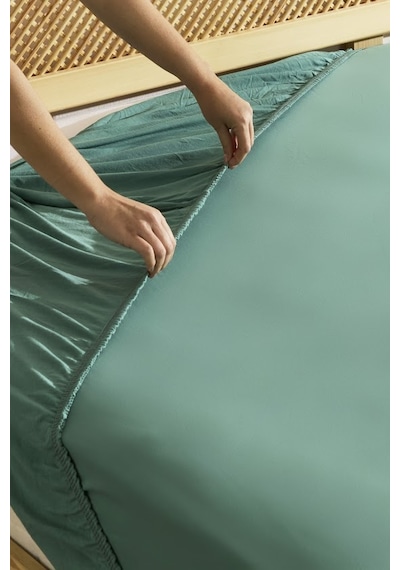 Karaca Home Penye Fitted Çarşaf Tek Kişilik 100x200+30 Cm Yeşil Yeşil