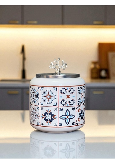 Kahve Köşesi - 1.4 L Ceramic Desenli Baharatlık Gümüş Kahverengi