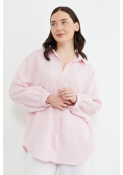 Fullamoda Basic Oversize Gömlek Pembe