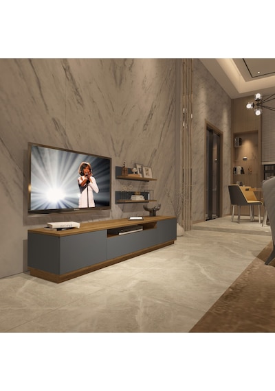 Decoraktiv Trio 4s Mdf Tv Ünitesi Tv Sehpası Pera - Antrasit