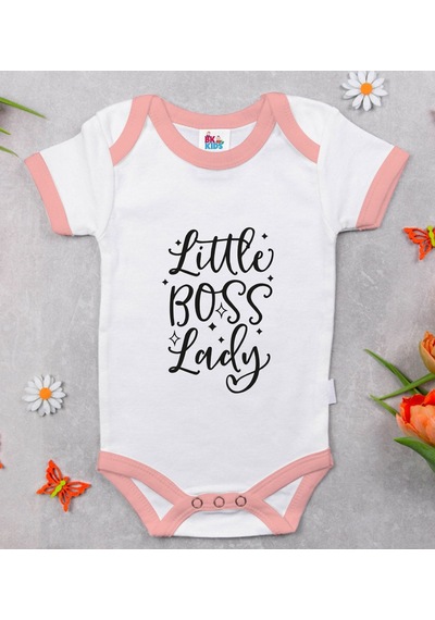 Bk Gift Bk Kids Little Boss Lady Tasarımlı Pembe Bebek Body Zıbın-1 Çok Renkli