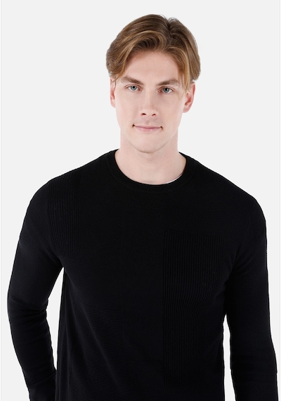 Colin's Colins Regular Fit Yuvarlak Yaka Jakarlı Erkek Siyah Kazak Cl1067490 Q1.v1 Blk Siyah