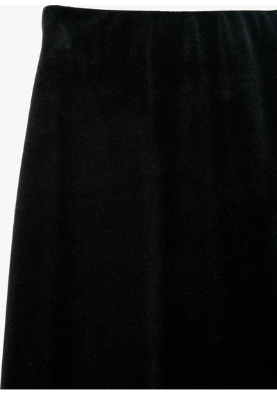 Koton Normal Bel Rahat Kalıp Kloş Midi Kadife Etek Siyah 7wak10282ek