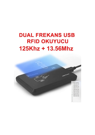 Çift Frekans 13.56mhz Ve 125khz Usb Rfid Okuyucu Dual Rfıd Manyetik Kart Anahtarlık Etiket Okuyucu