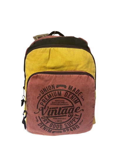 Dark Cotton Kaliteli Vintage Salaş Yıkama Kumaş Disayn Günlük Gezi Okul Sırt Çantası 30cmx40cm Kiremit