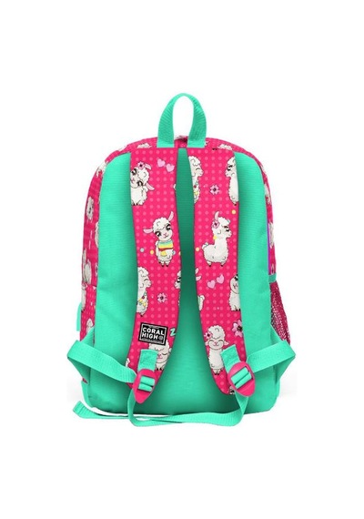 Coral High Kids Neon Mercan Su Yeşili Alpaka Desenli Usb'li 3 Lü Okul Çanta Seti Set0123268 Çok Renkli
