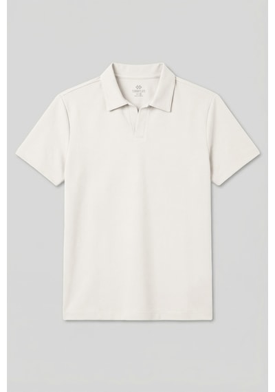 Ekru Rahat Form Yumuşak Dokulu Polo Yaka Erkek T-shirt - 88496
