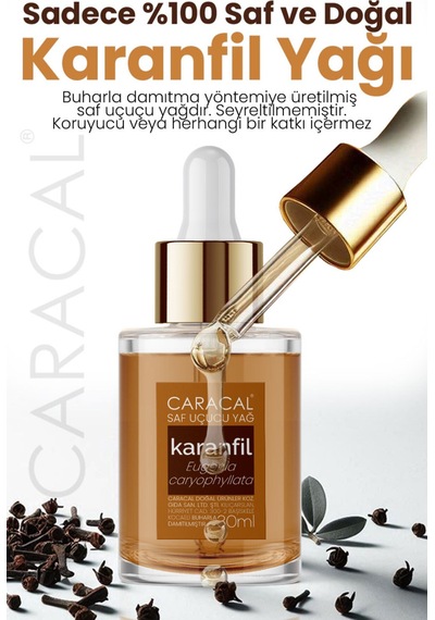 Caracal Doğal Karanfil Yağı 30ml %100 Saf Katkısız Karanfil Uçucu Yağı 30 ML