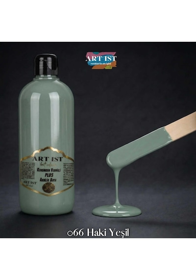 Kendinden Vernikli Plus Vernikli Akrilik Boyalar - 066 Haki Yeşil Ahşap, Taş Tozu, Hobi, Dıy
