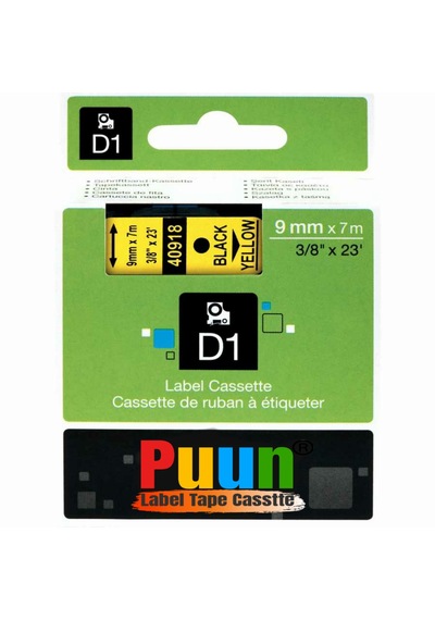 Puun Dymo D1 40918 S0720730 9 Mm X 7 Mt Muadil Sarı Etikete Siyah