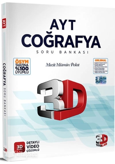 2023 Ayt 3d Coğrafya Tamamı Video Çözümlü Soru Bankası 3d Yayınları