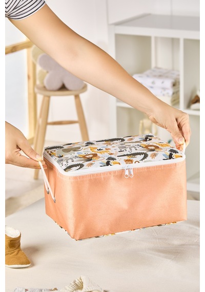 Serstil Safari Animals Serisi Mini Hurç - Fermuarlı Çocuk Odası Düzenleme Kumaş Saklama Organizer 30x22x18cm