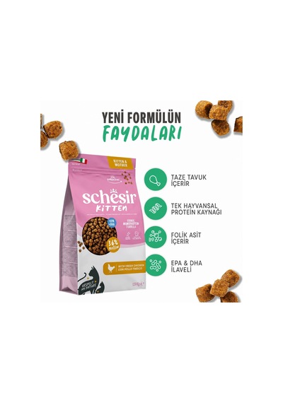 Schesir Monoprotein Tavuklu Yavru Kedi Maması 1,5 Kg
