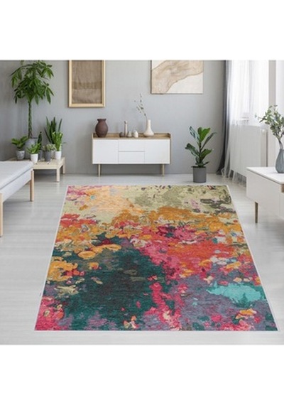 Rovigo Home Dijital Baskı Kaymaz Taban Salon Halısı Rvg1232 Çok Renkli
