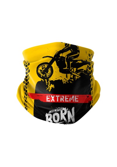 Bobrear Sarı Extreme Motocross Desenli Çok Amaçlı Buff Bandana Boyunluk Çok Renkli