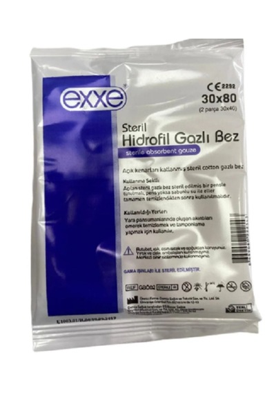 Exxe Steril Hidrofil Gazlı Bez 30x80 Cm 1 Adet 2 Parça