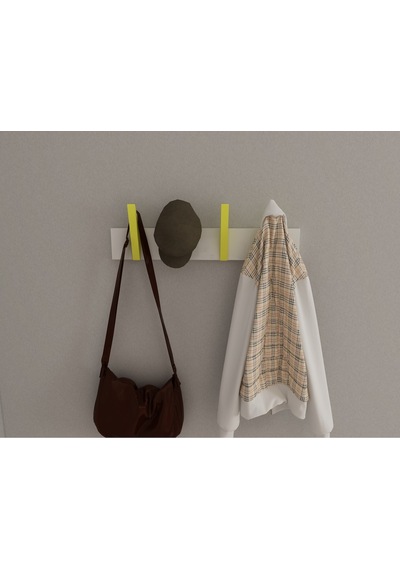 Hepsi3boyutlu Modern Duvar & Kapı Kanca Askılık - 4 Adet Sarı Kanca Askılık - Model No : 4 Sarı
