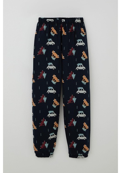 Breeze Erkek Çocuk Pijama Takımı Yılbaşı Temalı Çam Ağaçlı Araba Desenli 4-8 Yaş, Lacivert Lacivert
