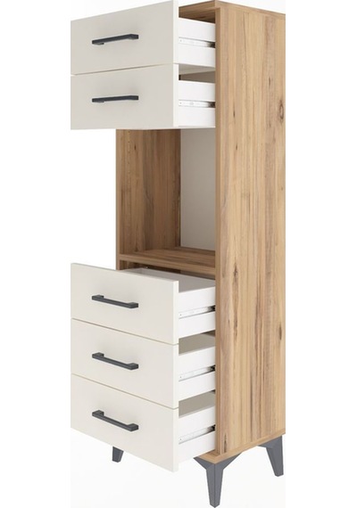Arges Dolap Tek Raflı 5 Çekmeceli 44x30x134 Çam-aytaşı Atlas Çam