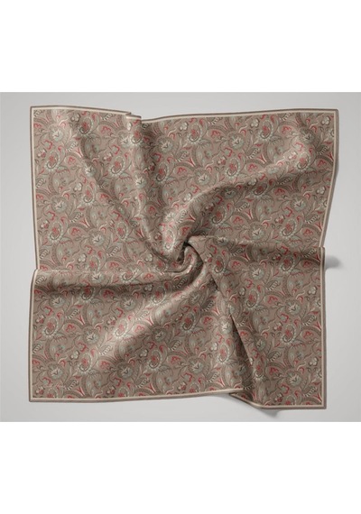 Silk Home İnce Pamuk Soft Eşarp Vizon-narçiçeği Desenli Tok Duruşlu 90x90 Çok Renkli