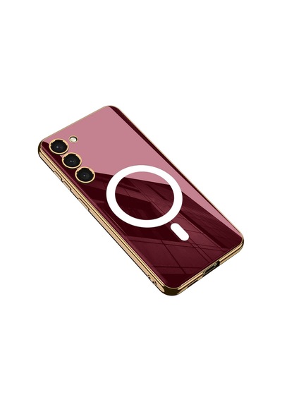 Galaxy S23 Kılıf Wireless Şarj Özellikli Kenarları Elektroplating Kaplama Aynalı Zore Kent Kılıf