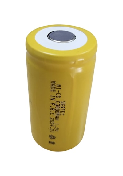 Sertec - 1.2v 3000 Mah - C Orta Boy - Ni-cd Şarjlı Pil - Başsız / Flat Head